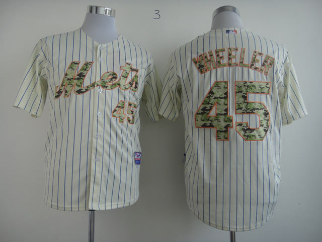 Men New York Mets #45 Wheeler White Camo MLB Jerseys